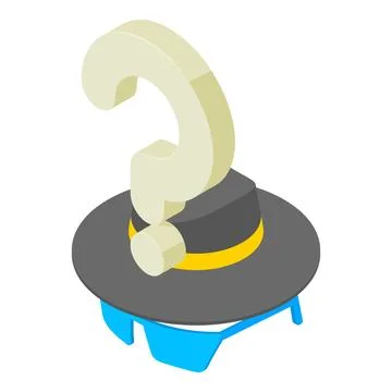 Online anonymity icon isometric vector. Men hat sunglasses and question mark Stock Illustration