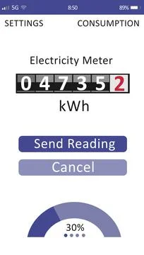 Online app with electricity meter data, illustration Stock Illustration