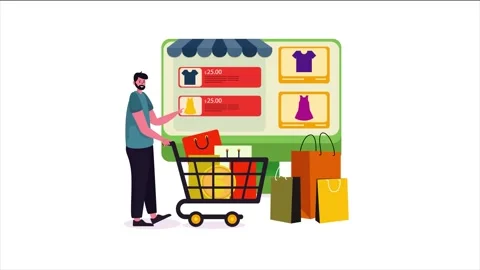 Online Apparel Shopping Interface and Customer E-Commerce Retail Stock Footage 339342975