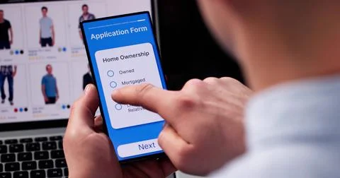Online Application Form On Mobile Phone Foto stock