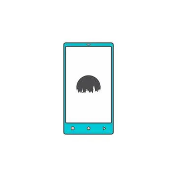 Online application hand phone flat icon vector Ilustração Stock