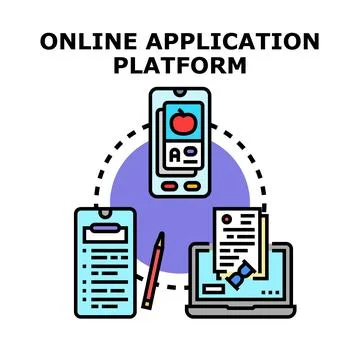 Online application platform concept connecting digital devices Stock Illustration