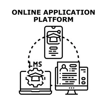 Online application platform managing distance education system Stockillustratie