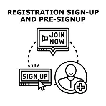 Online application registration with digital sign up process 库存插图