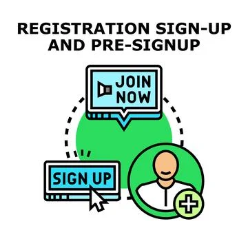 Online application registration with digital sign up process 库存插图