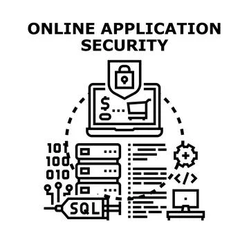 Online application security protecting digital information systems Stock-Illustration