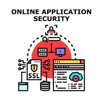 Online application security protecting digital information Stock Illustration