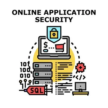 Online application security protecting digital information systems Stock Illustration