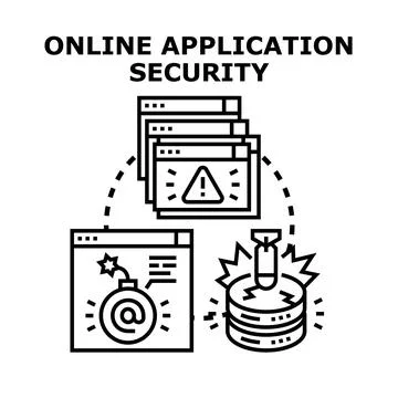 Online application security protecting network data from cyber attacks 库存插图