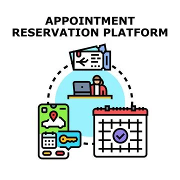 Online appointment reservation platform for booking and scheduling Stock Illustration