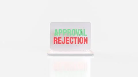 Online Approval and Rejection Decision Process on Laptop Computer 3d render.. Illustrazione stock