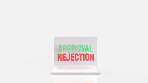 Online Approval and Rejection Decision Process on Laptop Computer 3d render.. Illustrazione stock