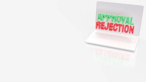 Online Approval and Rejection Decision Process on Laptop Computer 3d render.. Stock Illustration