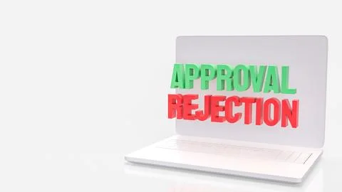 Online Approval and Rejection Decision Process on Laptop Computer 3d render.. Stockillustratie