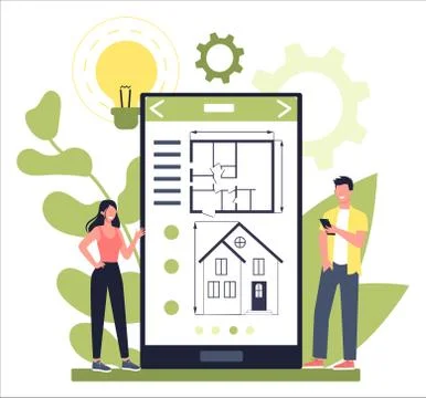 Online architecture platform on differernt device concept. Idea 스톡 일러스트