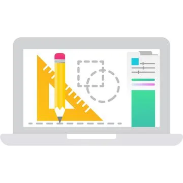 Online art class icon on vector laptop computer Stock Illustration