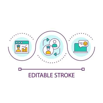 Online assessment and feedback for students loop concept icon Stock Illustration