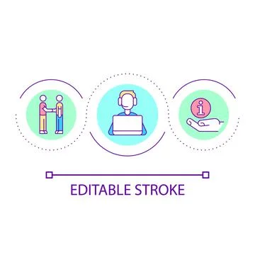 Online assistance for customers loop concept icon Illustrazione stock