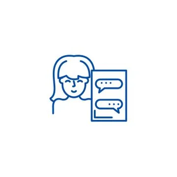 Online assistant line icon concept. Online assistant flat vector symbol, sign Stock Illustration