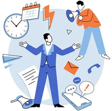 Online assistant at remote work. Promotion in network. Manager searching for new Stock Illustration