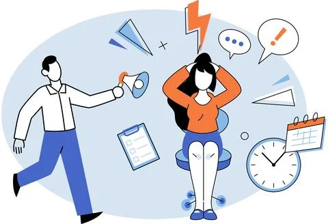 Online assistant at remote work. Promotion in network. Manager searching for new 스톡 일러스트