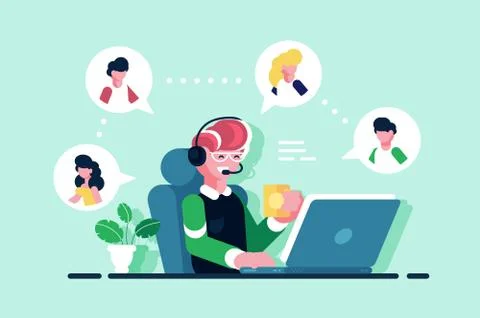 Online assistant working at office Stock Illustration