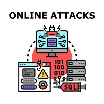 Online attacks concept hacking and cybersafety vector illustration Illustrazione stock