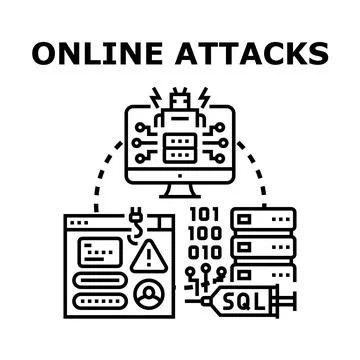 Online attacks concept hacking and cybersafety vector illustration Stock Illustration