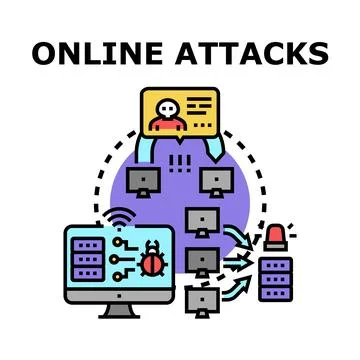 Online attacks data breach concept illustration Stock Illustration