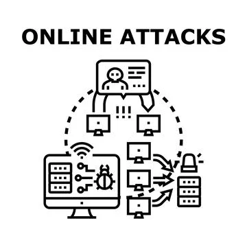 Online attacks data breach concept illustration Stock Illustration