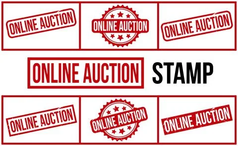 Online Auction Rubber Stamp Set Vector Stock Illustration