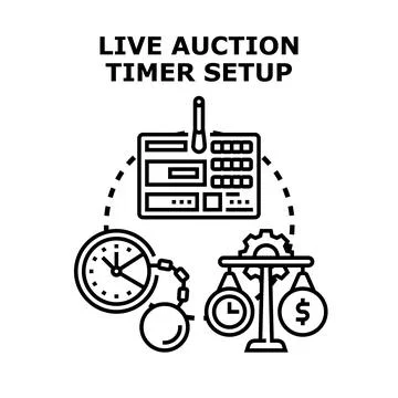 Online auction timer setup and bidding process 스톡 일러스트