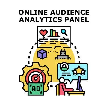 Online audience analytics panel concept for digital marketing Stock Illustration