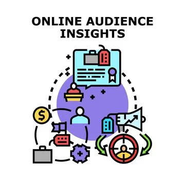 Online audience insights analyzing customer data strategy Stock Illustration