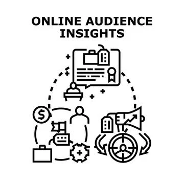 Online audience insights analyzing customer data strategy Stock Illustration