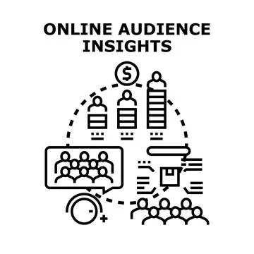 Online audience insights analyzing customer data concept Stock Illustration