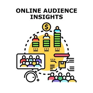Online audience insights analyzing customer data concept Stock Illustration