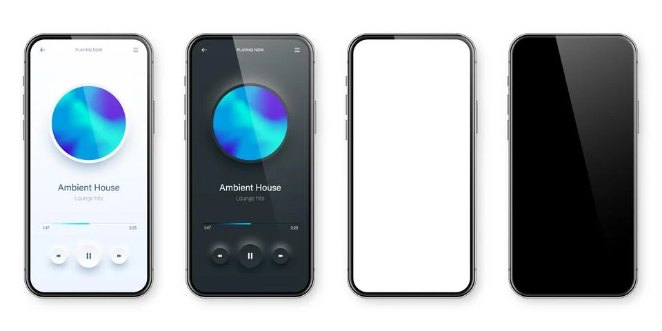 Online audio player user interface, smartphone app UI design. Music, media Stock Illustration
