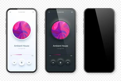 Online audio player user interface, smartphone app UI design. Music, media Illustrazione stock