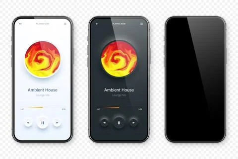 Online audio player user interface, smartphone app UI design. Music, media 库存插图