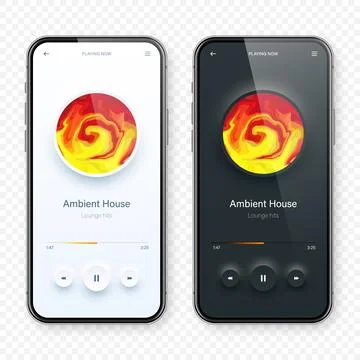 Online audio player user interface, smartphone app UI design. Music, media 库存插图