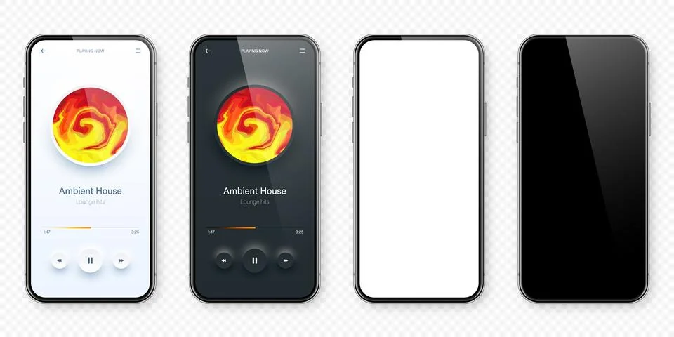 Online audio player user interface, smartphone app UI design. Music, media Illustrazione stock