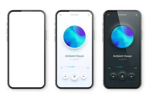 Online audio player user interface, smartphone app UI design. Music, media Illustrazione stock