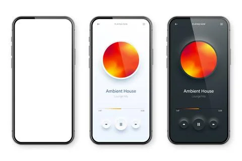 Online audio player user interface, smartphone app UI design. Music, media 库存插图