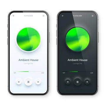 Online audio player user interface, smartphone app UI design. Music, media Stock Illustration