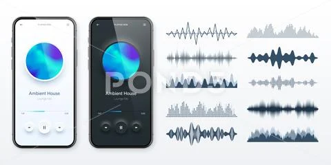 Online audio player user interface, smartphone app UI design. Music ...