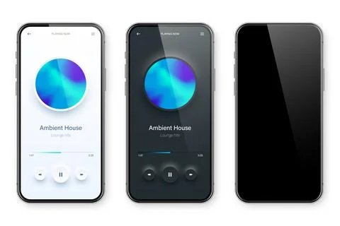 Online audio player user interface, smartphone app UI design. Music, media Stock Illustration