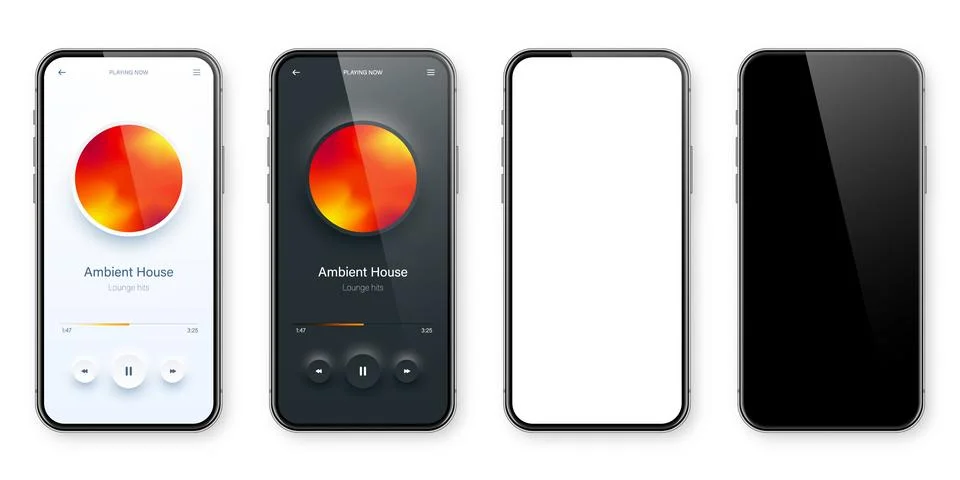 Online audio player user interface, smartphone app UI design. Music, media Illustrazione stock