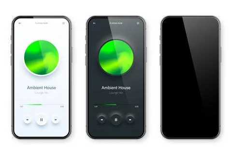 Online audio player user interface, smartphone app UI design. Music, media 库存插图