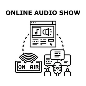 Online audio show concept for broadcasting podcast Ilustración de archivo